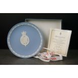 Boxed Wedgwood Limited Edition Blue Jasperware Plate commemorating the United Kingdom Presidency