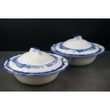 Pair of Royal Doulton Norfolk pattern fruit bowls, approx. 24cm diameter & a pair of tureen lids