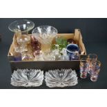 Collection of Coloured and Clear Glass including goblets and vases