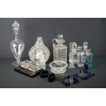 Victorian and Edwardian Glass ware including 3 Decanters (hobnail cut: twisted hand-blown: gilded