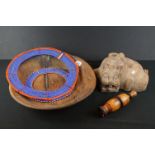 A small group of mixed collectables to include a large carved wooden bowl and African tribal