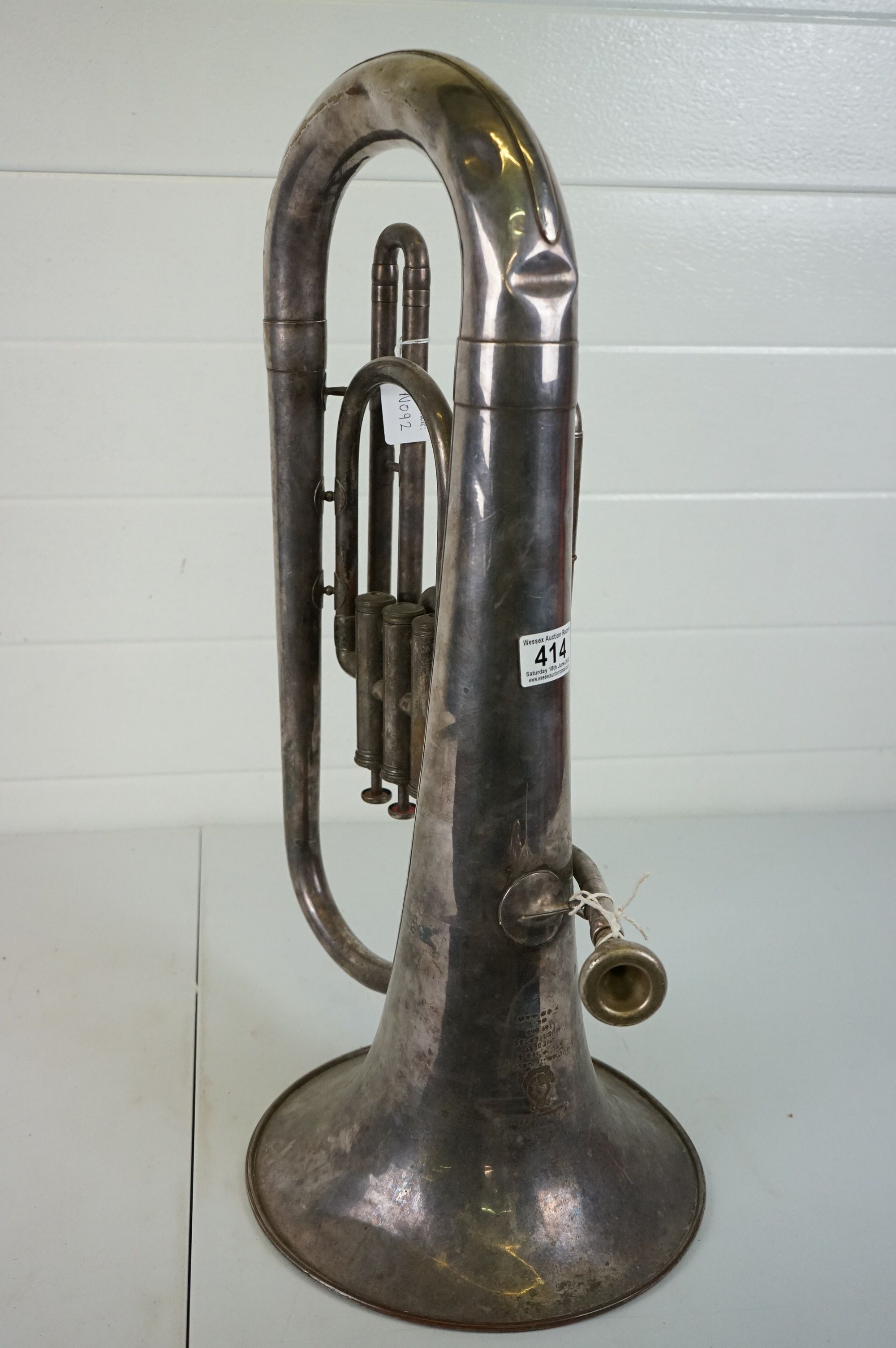 A vintage silver plated three valve euphonium. - Image 4 of 6