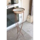 Mid century Enamelled Bird Bath set with a bird held on a Wrought Iron Stand, 32cm diameter x