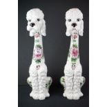 Pair of Mid century Italian Ceramic Tall Seated Poodles decorated with flowers, 56cm high