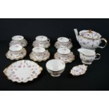Royal Crown Derby Royal Antoinette china tea service to include a teapot, milk/cream jug, 6