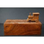 Wooden Box, the pull-out drawer with Train set to top, 30cm long