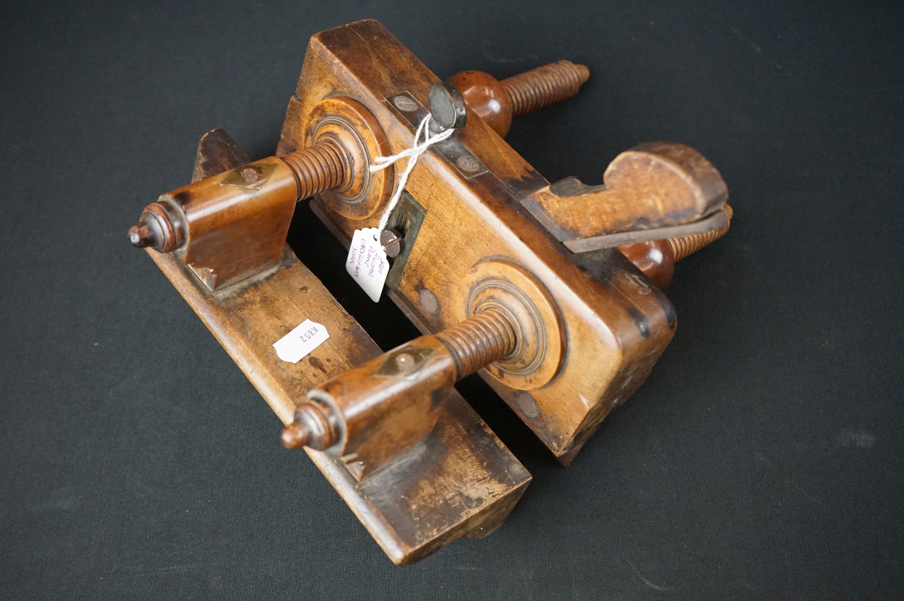 Late 19th century Wooden Sash Fillister Plane by Varville and Sons of York together with a 16" Beech - Image 4 of 6