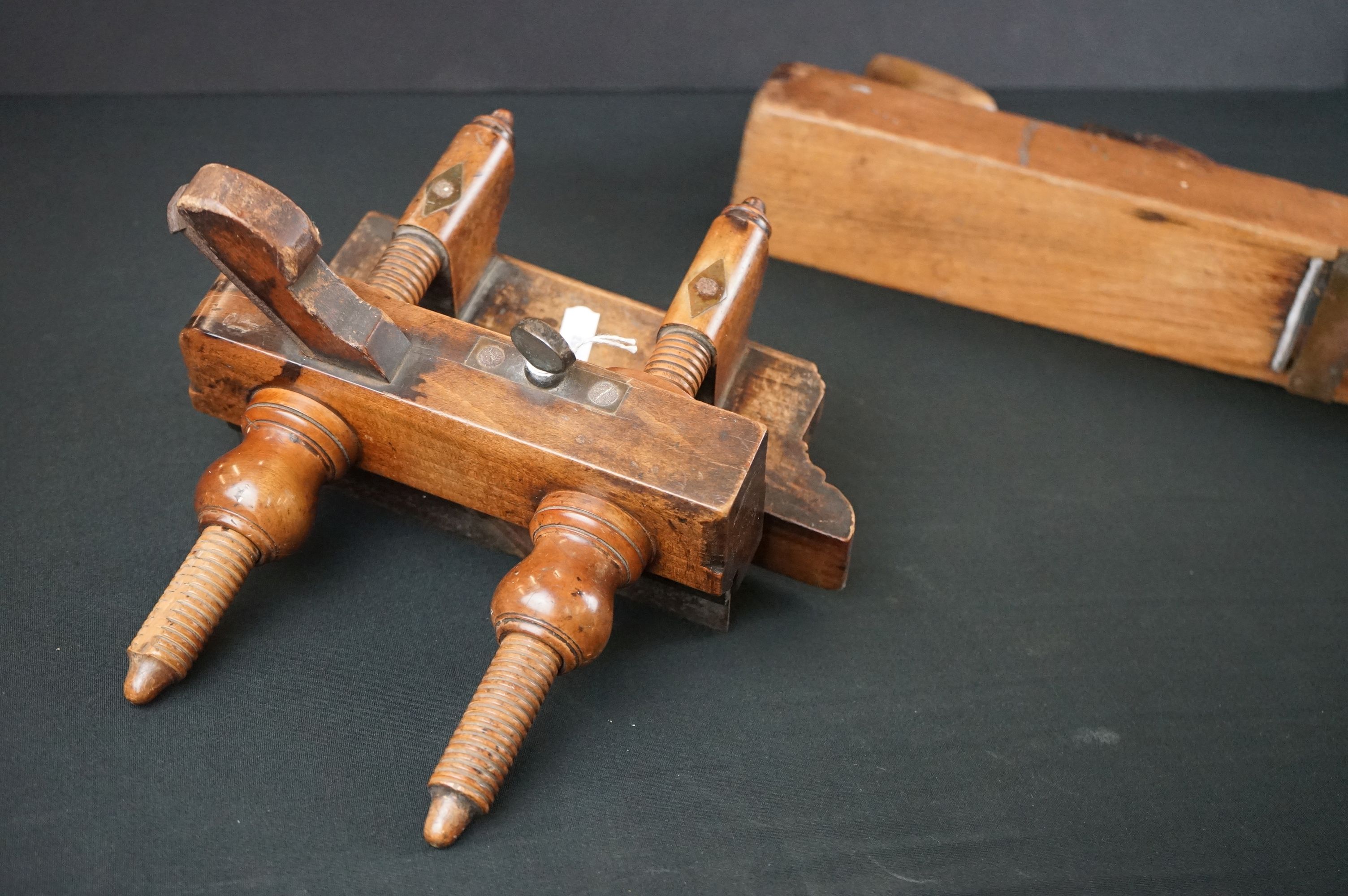 Late 19th century Wooden Sash Fillister Plane by Varville and Sons of York together with a 16" Beech - Image 5 of 6