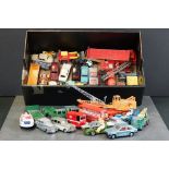 Around 40 play worn mid 20th C diecast models to include Dinky, Matchbox & Corgi featuring road,