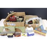 Group of OO gauge model railway to include plastic trackside buildings, track, rolling stock etc (