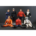 Action Man - Seven Original Palitoy Action Man Figures, all with some damage including missing hands