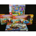 Lego - Four boxed sets to include 2 x Creator 3in1 31108, Jurassic Park 76942 Baryonyx Dinosaur Boat