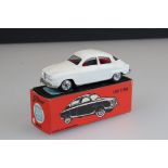 Boxed Tekno 827 Saab diecast model in white with red interior, diecast vg, box vg