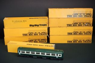 Eight boxed The Big Big Train items of rolling stock featuring Passenger Coaches, boxes vary