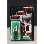 Star Wars - Carded Palitoy Tri-Logo Han Solo figure, punched, 79 back, minor dents to top left and