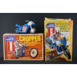 Two boxed Ideal Evel Knievel accessories to include 1935-6 Chopper and 3411-6 Strato-Cycle, both