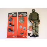 Action man - Original Palitoy eagle eye soldier figure (loose head) plus 2 x carded Quarter