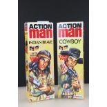 Two original Palitoy Action Man figures to include Cowboy & Indian Brave, both with original outfits