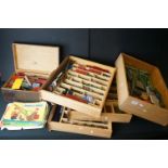 Meccano - Collection of vintage Meccano parts and accessories contained within a wooden box and 4