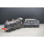 Kit built O gauge 0-6-0 LMS 4576 locomotive with tender in black livery, plastic & metal, unmarked,