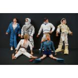 Action Man - Six Original Palitoy Action Man Figures, all with flock hair and gripping hand, dressed