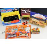 Six boxed / carded TV related diecast models to include 1/25 ERTL Knight Rider, Meccano The Pink