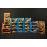20 Boxed Mathcbox diecast models circa early 1980s featuring yellow/red stripe & gold boxes,