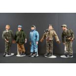 Action Man - Five Original Palitoy Action Man Figures, all with flock hair, four with hard hands,