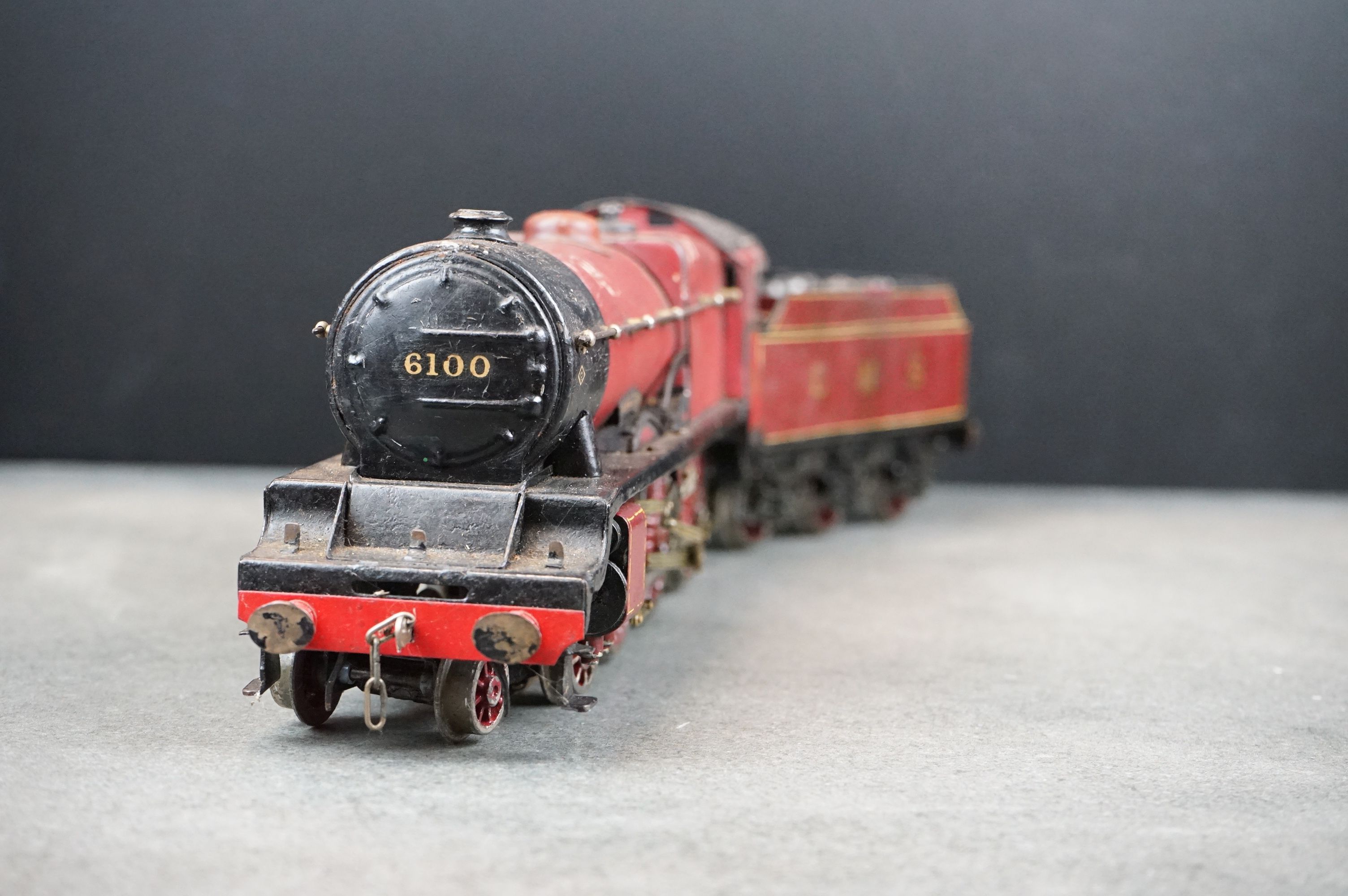 Kit built O gauge Royal Scot LMS 4-6-0 6100 locomotive with tender in red livery, metal - Image 2 of 10