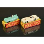 Two boxed Dinky diecast models to include 238 Jaguar Type D Racing Car in turquoise and 237 Mercedes