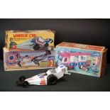 Three boxed Ideal stunt toy vehicles to include 2 x Evel Knievel (Formula 1 Dragster & Scramble Van)