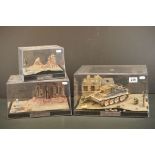 Cased Forces of Valor Tank diorama of The Last Stand at Caen Normandy 1944 (case scratched and