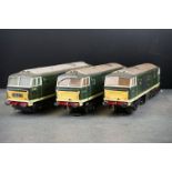 Three kit built O gauge Diesel locomotives in BR green livery to include D7043, D7054 & D7021,