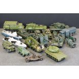 17 play worn military diecast models from the 60/70s to include Dinky, Corgi & Matchbox featuring