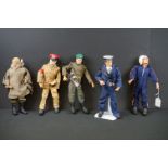 Action Man - Five Original Palitoy Action Man Figures, all with flock hair and gripping hands,