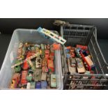 Quantity of heavily play worn mid 20th C diecast models to include Dinky, Corgi, Triang Spot On