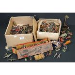 Collection of mid 20th C metal figures to include boxed Britains 199 Motor Machine Gun Corps (