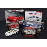 Five boxed diecast models to include 2 x Burago Metal Kits (1/18 Dodge Viper RT/10, built & 1/18