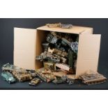 Around 60 plastic & diecast model tanks and other military vehicles, to include Newray, Ertl, Lone