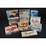 Nine boxed plastic model kits to include 3 x Revell (Sealed Rif RAF & his Spitfire, sealed 57 Chevy,