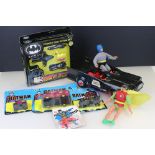 Batman - Mego Toys Batmobile with Mego Batman & Robin figures (loose leg to Robin, no Batman cape,