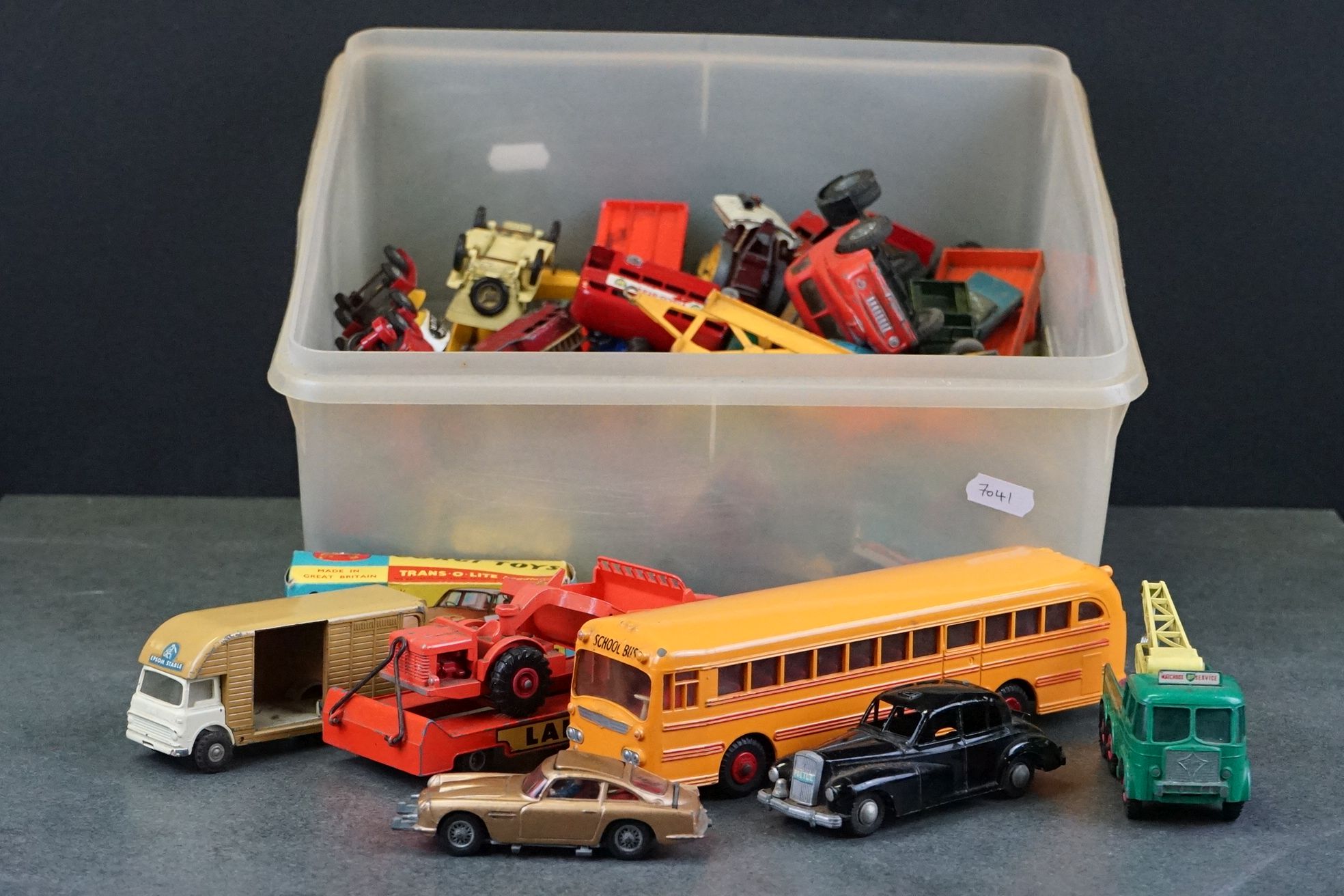 Quantity of 60/70s play worn diecast models to include Matchbox, Dinky, Budgie and Corgi to