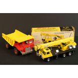 Boxed Dinky 980 Coles Hydra Truck 150T diecast model (diecast vg, box fair) plus a Dinky Aveling