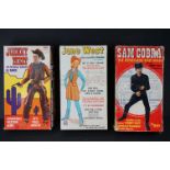 Three boxed Marx Johnny West Wild West figures to include 2072 Sam Cobra The Renegade Bad Man,