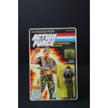 Carded Hasbro Action Force Flint Warrant Officer figure, punched, clear bubble, card creasing in few