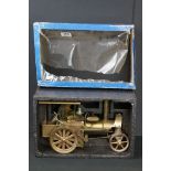 Boxed Wilesco D40MS Hobby Technik Solid Brass Traction Engine, gd overall condition with tatty box