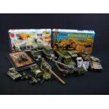 Group of play worn diecast and plastic military models to include Dinky plus 2 x sealed boxed Airfix