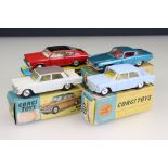 Four boxed Corgi diecast models to include 232 Fiat 2100 in white with dark grey roof (some