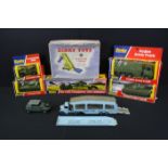 Five boxed Dinky military diecast models to include 668 Foden Army Truck, 690 Scorpion Tank, 683