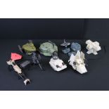 Star Wars - Eight original mini rig sets to include Desert Sail Skiff (damaged), ISP-6, MLC-3,